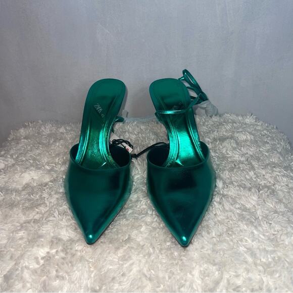 Zara Metallic Lace up High Heels - Picture 7 of 10